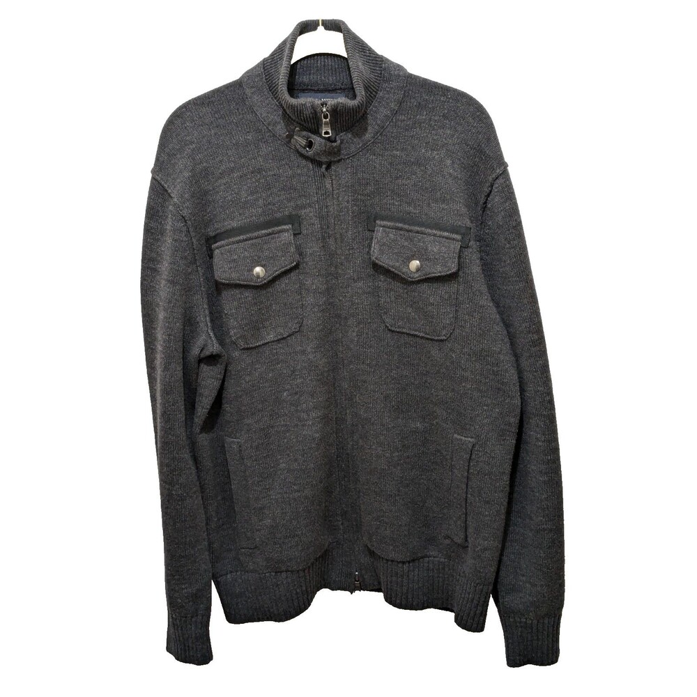 Banana Republic Men Sweater Heavyweight Cotton Metal Neck Closure Zip Large